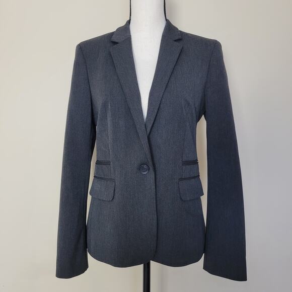 Express Women's 8 Charcoal Gray Suit Jacket Blazer Single Breasted 1 Button - Picture 1 of 16
